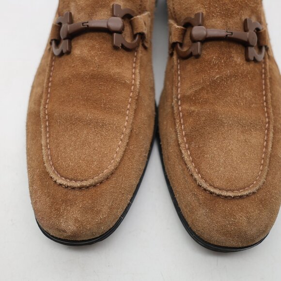 Salvatore Ferragamo Flori 2 Men's 9 EE Beige Suede Loafer Slip On Dress Shoes - Picture 11 of 12